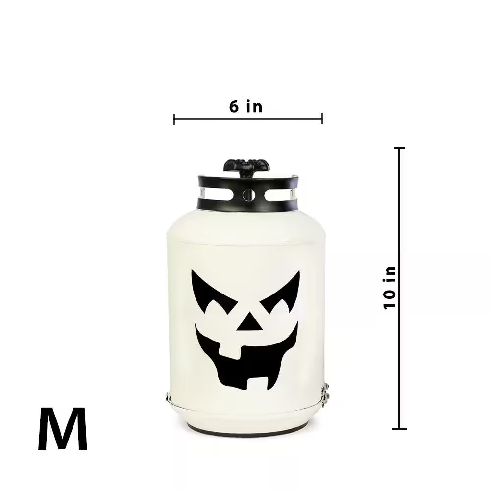 14 In. Halloween White Pumpkin Lanterns - Replica Propane Lanterns (Set of 3)