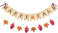 Happy Fall Banner Garland Fall Thanksgiving Mantle Decorations | Burlap Fall Maple Leaves Sign, Thanksgiving Banner, Fall Decorations for Mantle Fireplace, Pumpkin Garland Hanging Bunting