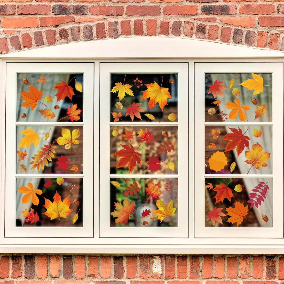 216 Pcs Fall Window Clings Stickers Fall Window Decorations for Fall Autumn Thanksgiving Holiday Glass Window Decorations