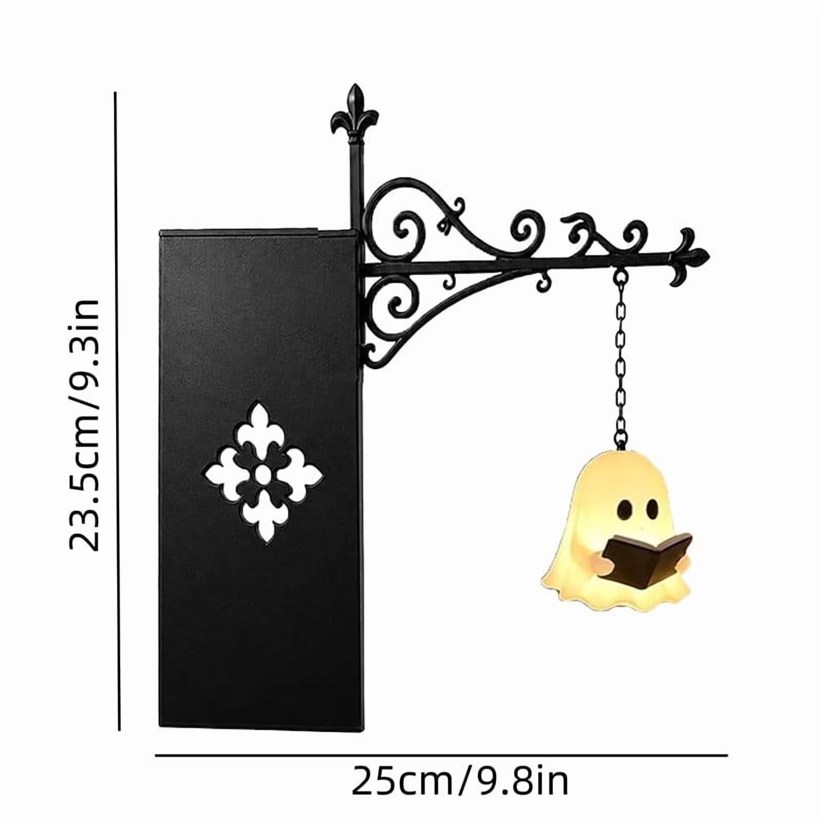 2 Pcs Library Lantern-Decorative Bookshelf Lighting, Vintage Fantasy Book Nook Lamp, Magic Reading Light for Bookworms with Ghost Charm, Portable Shelf Decor, 9.8*9.3 In