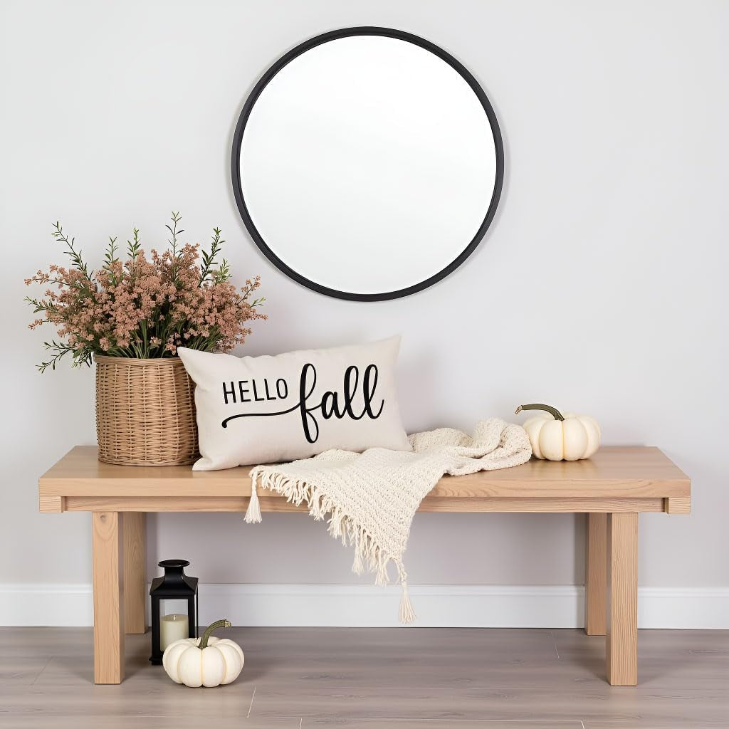 Hello Fall Throw Pillow Covers 12X20, Cream | Farmhouse Fall Decorations for Home Decor, Outdoor Autumn Lumbar Decorative Cushion Case for Living Room Sofa Couch Porch
