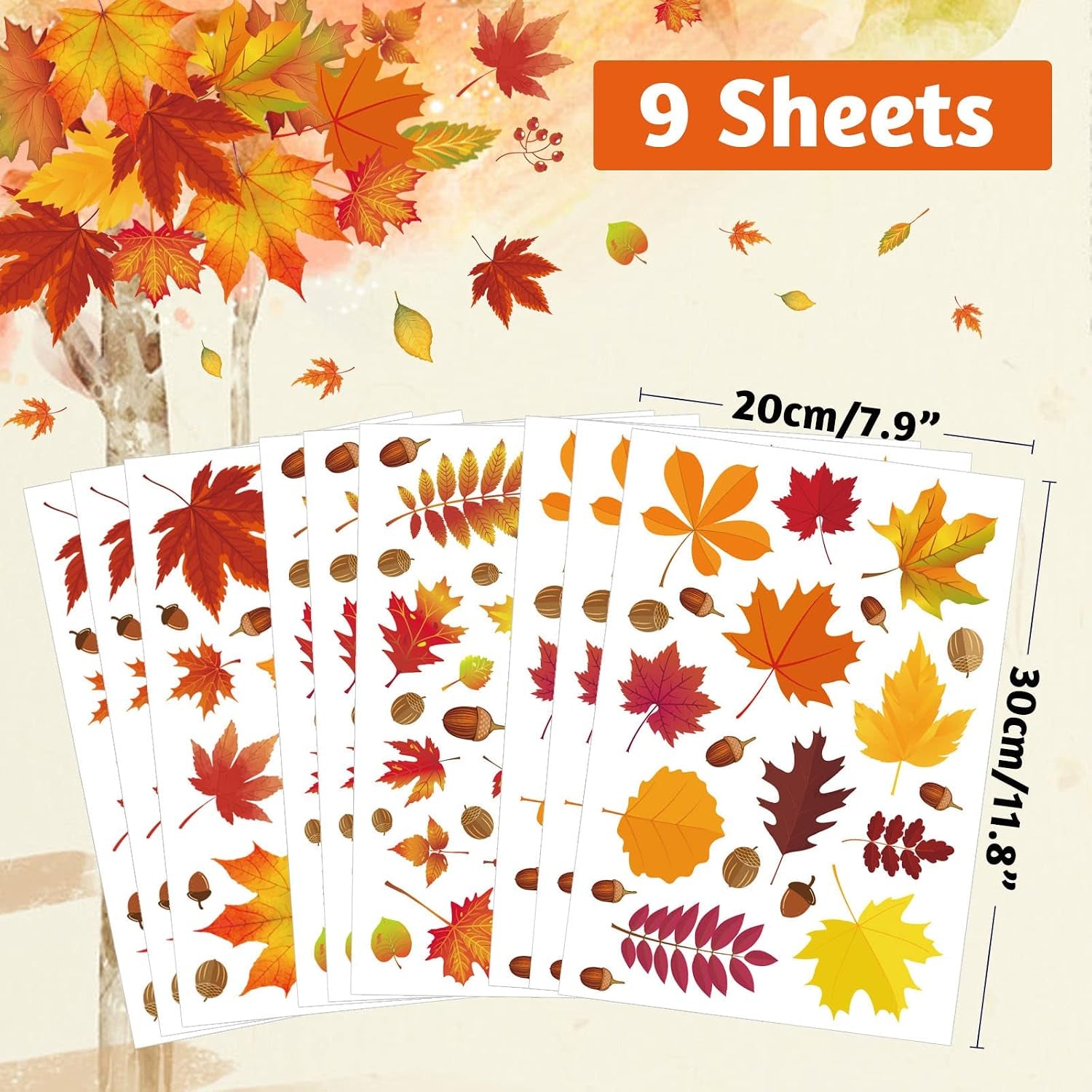 216 Pcs Fall Window Clings Stickers Fall Window Decorations for Fall Autumn Thanksgiving Holiday Glass Window Decorations