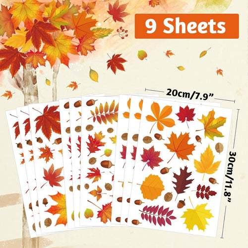 216 Pcs Fall Window Clings Stickers Fall Window Decorations for Fall Autumn Thanksgiving Holiday Glass Window Decorations