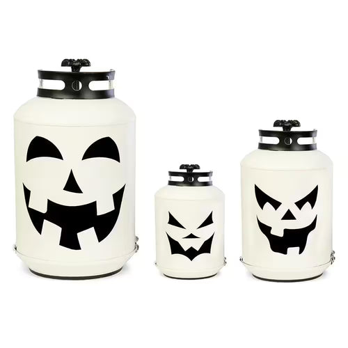 14 In. Halloween White Pumpkin Lanterns - Replica Propane Lanterns (Set of 3)